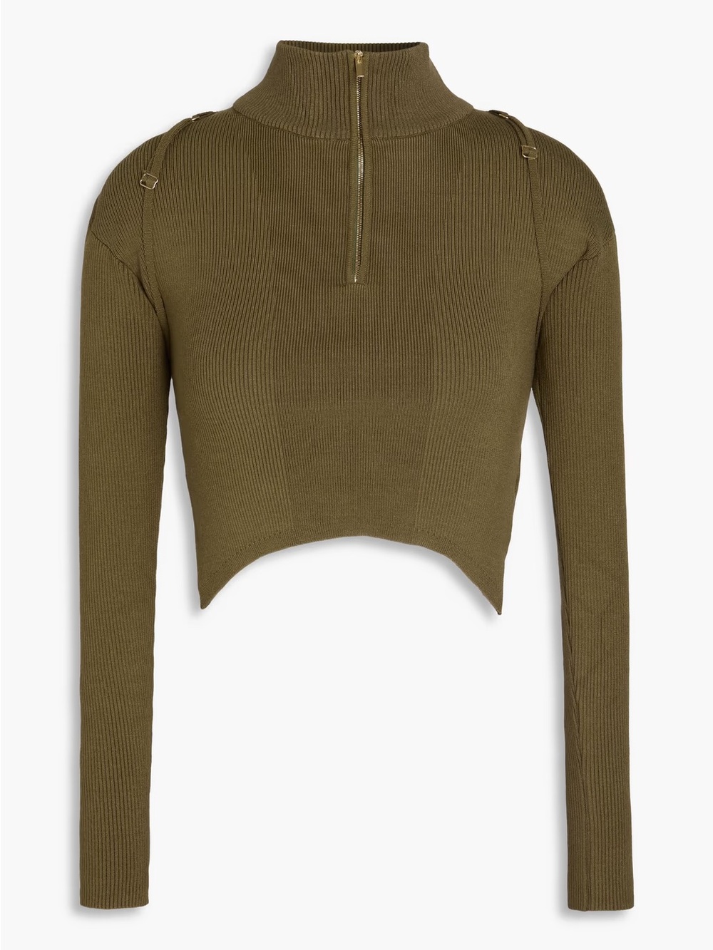 Jacquemus Bormio Cropped Rib Top Army Green FR 40 US 8 NWT! $375